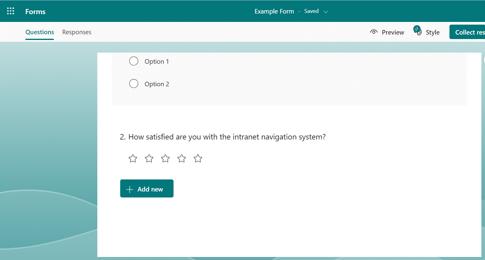 MS Forms screenshot