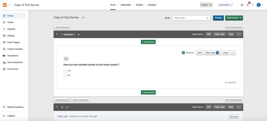 smart survey create survey screenshot
