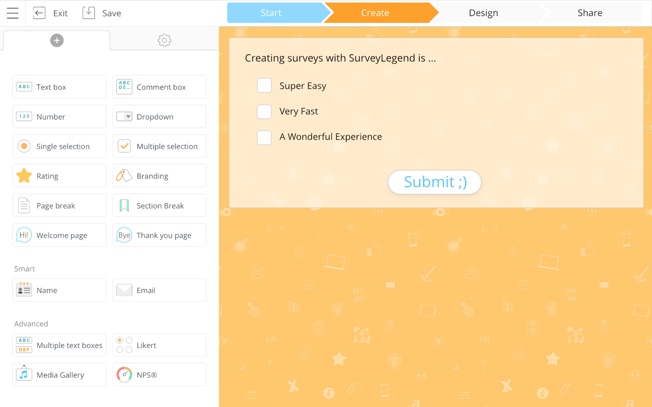 SurveyLgend build survey screenshot