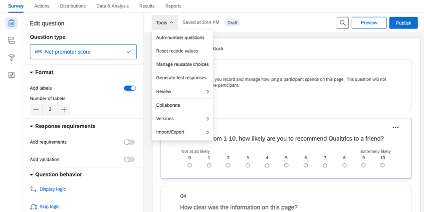 Qualtrics XM survey tool